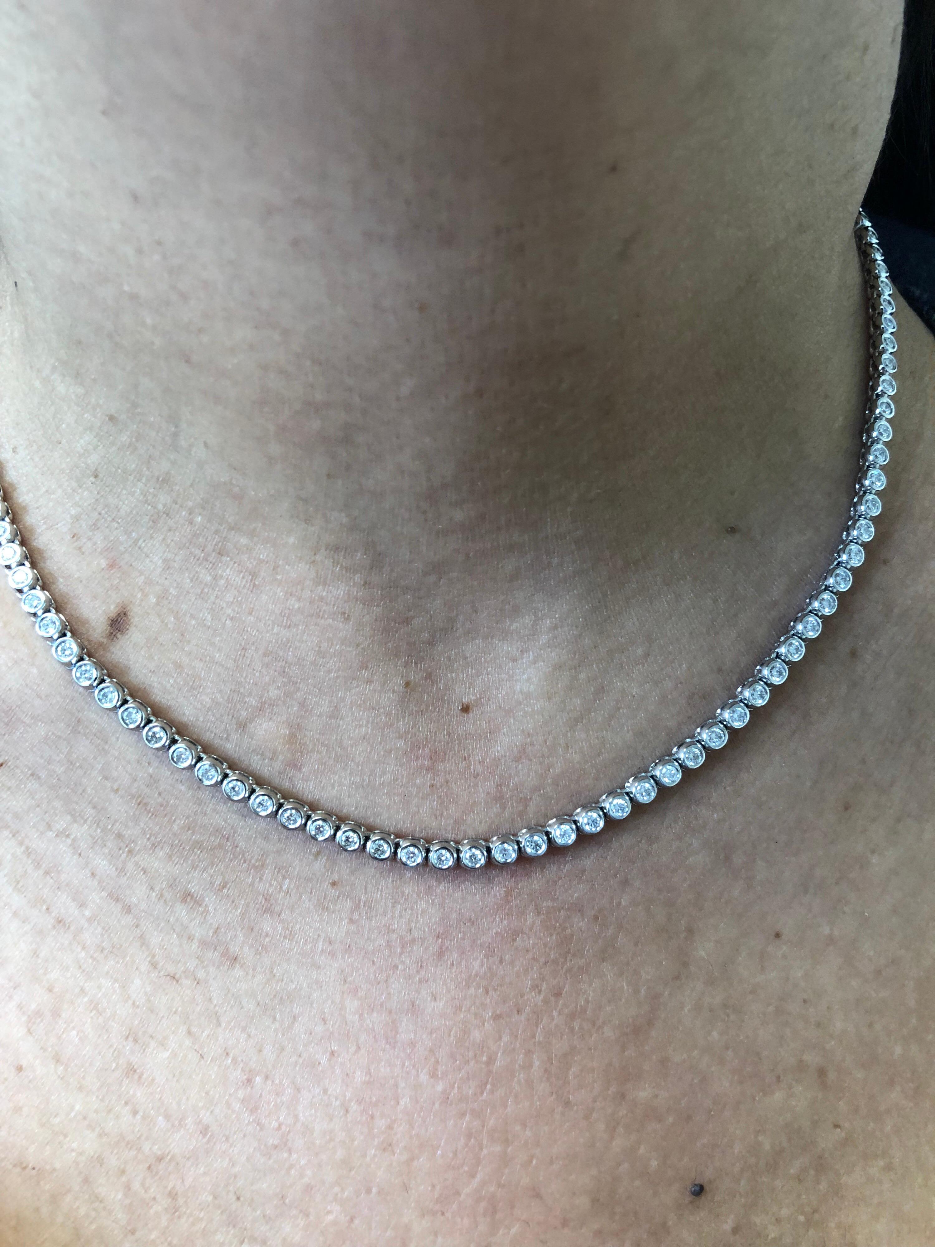 White 14 Karat Gold 5 Carats Diamond Tennis Necklace – Murphy Pitard  Jewelers