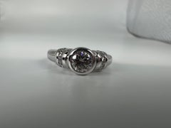 Bezel Diamond Ring 0.50ct Center 14 Karat White Gold Engagement Diamond Ring