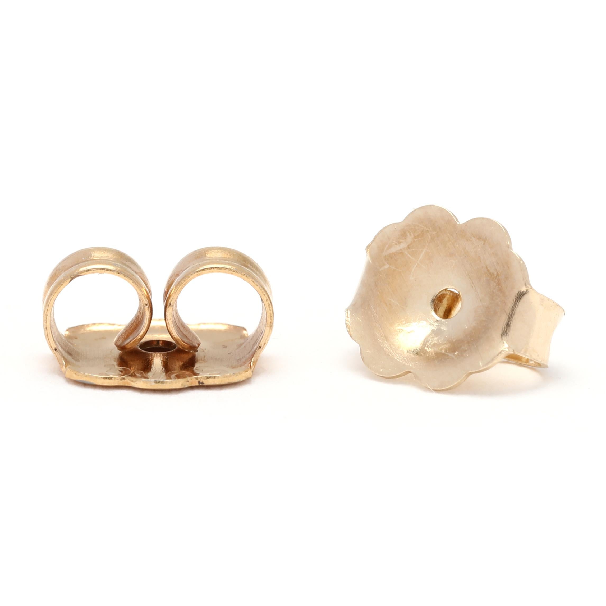 Women's or Men's Bezel Diamond Stud Earrings, 14K Yellow Gold, Length 6.25 MM, Half Carat Diamond For Sale