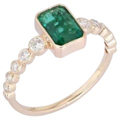 Bezel Emerald 14K (or 18k upon request) Diamond Band Ring