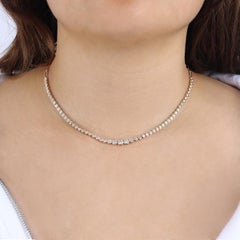 Bezel Paper Clip 14K (or18k upon request) Yellow Gold Adjustable Tennis Necklace