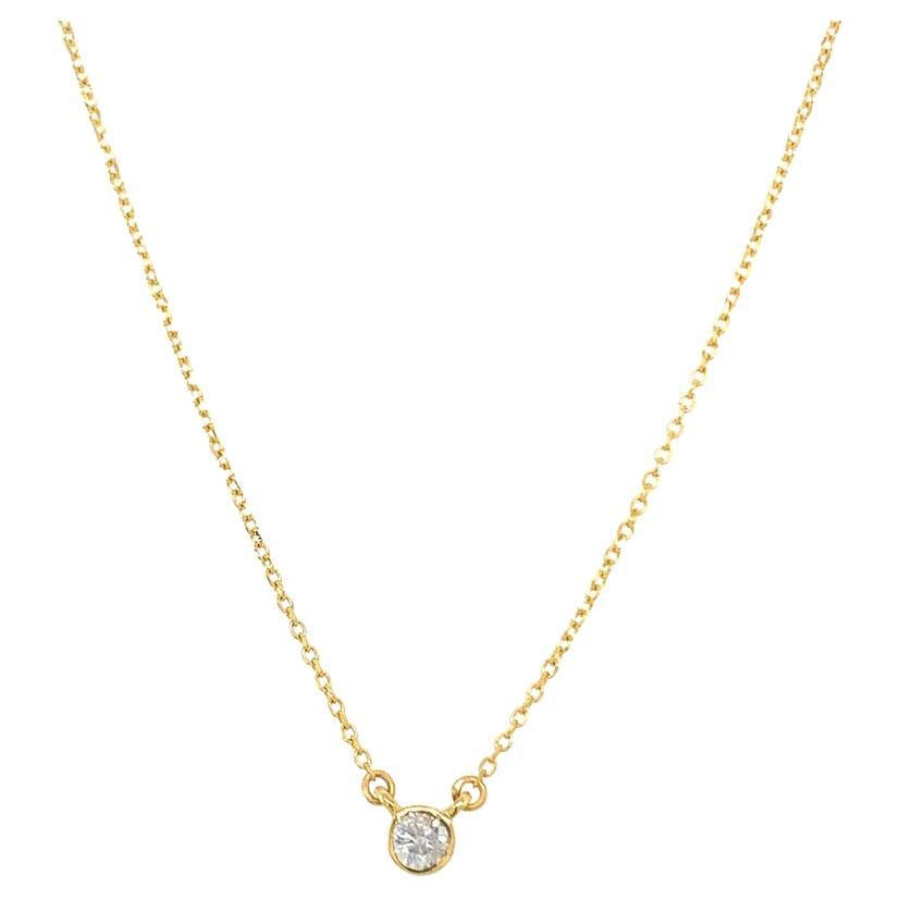 Bezel set 0.12 Carat Diamond Pendant Necklace For Sale