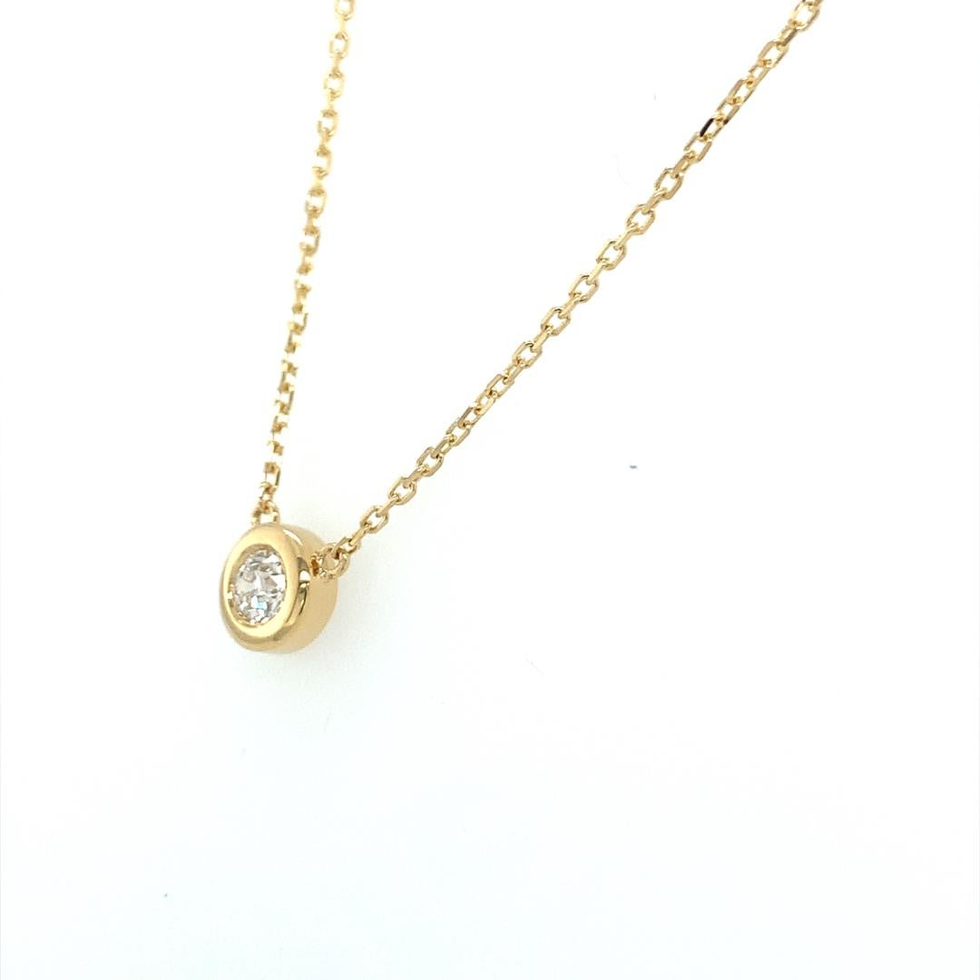 Women's Bezel set 0.35 Carat Diamond Pendant Necklace For Sale