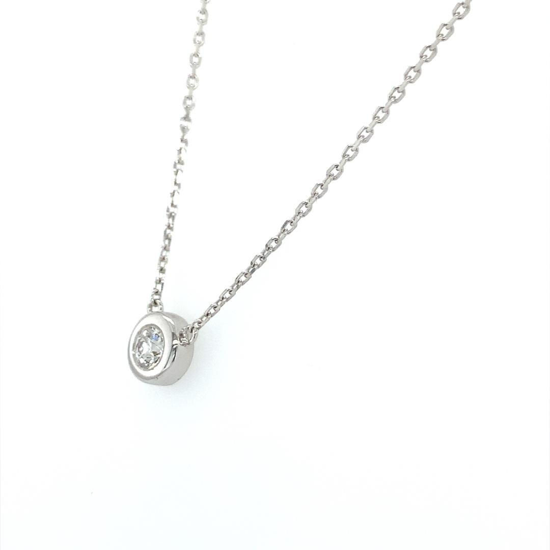 Women's Bezel set 0.35 Carat Diamond Pendant Necklace For Sale