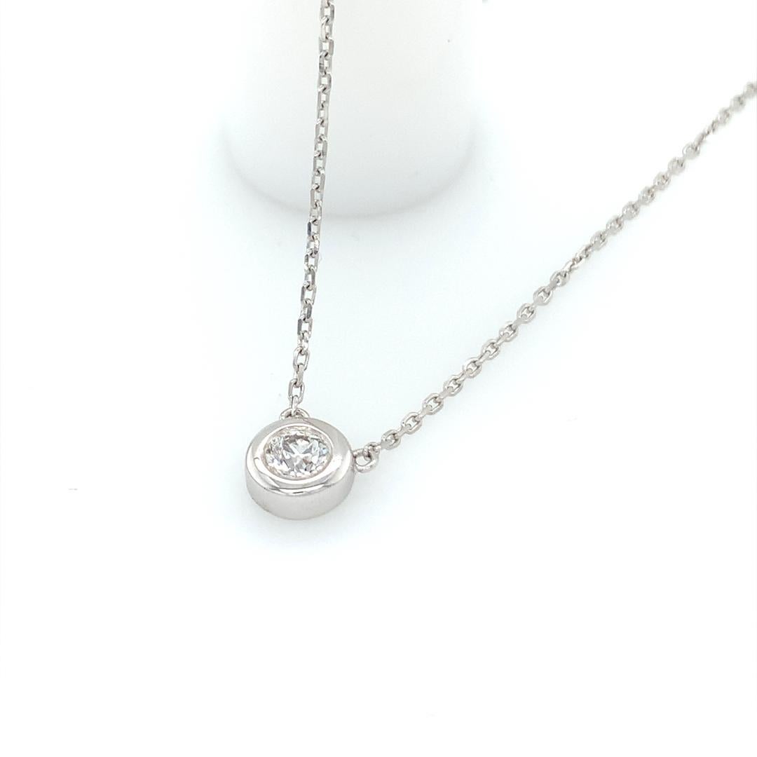 Bezel set 0.35 Carat Diamond Pendant Necklace For Sale 1