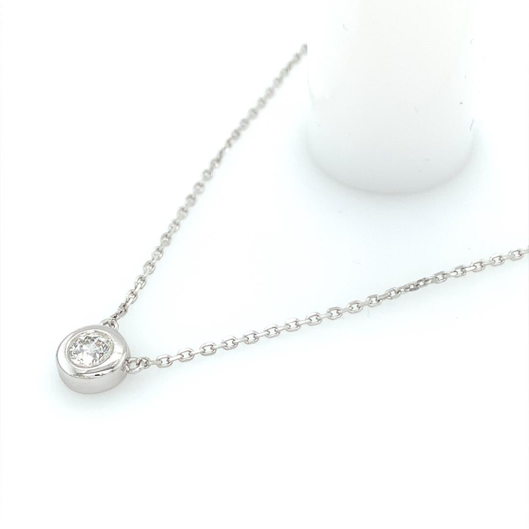 Bezel set 0.35 Carat Diamond Pendant Necklace For Sale 2
