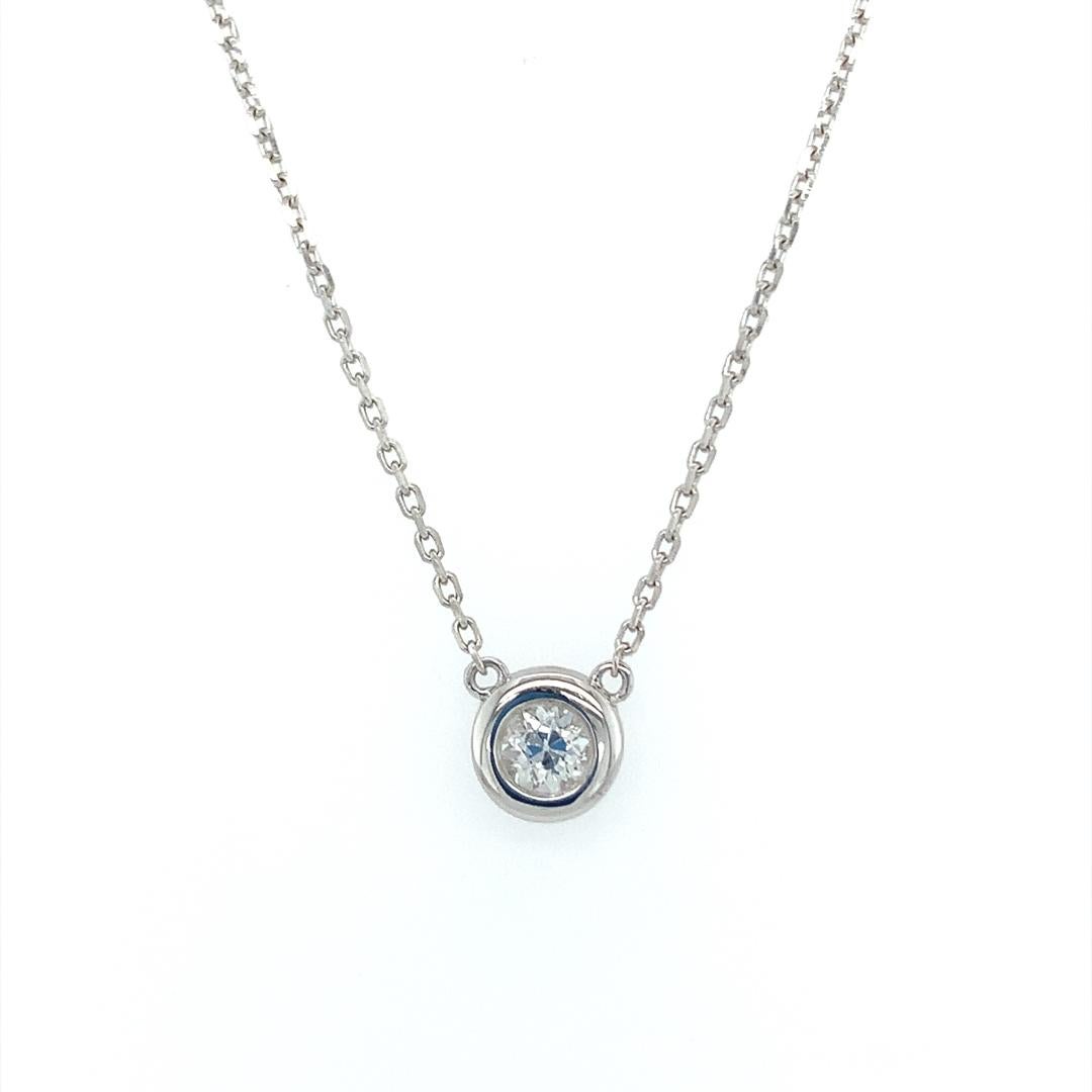 Bezel set 0.35 Carat Diamond Pendant Necklace For Sale 3