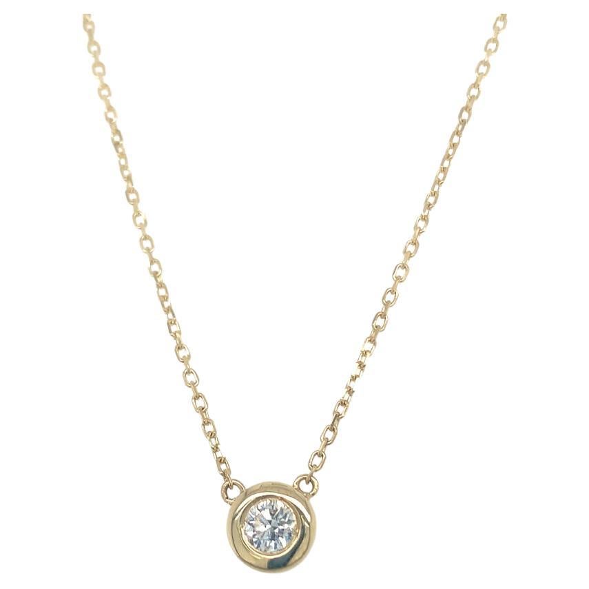 Bezel set 0.35 Carat Diamond Pendant Necklace For Sale