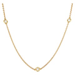 Bezel Set 0.75 Carat Diamond Necklace in 14K Yellow Gold