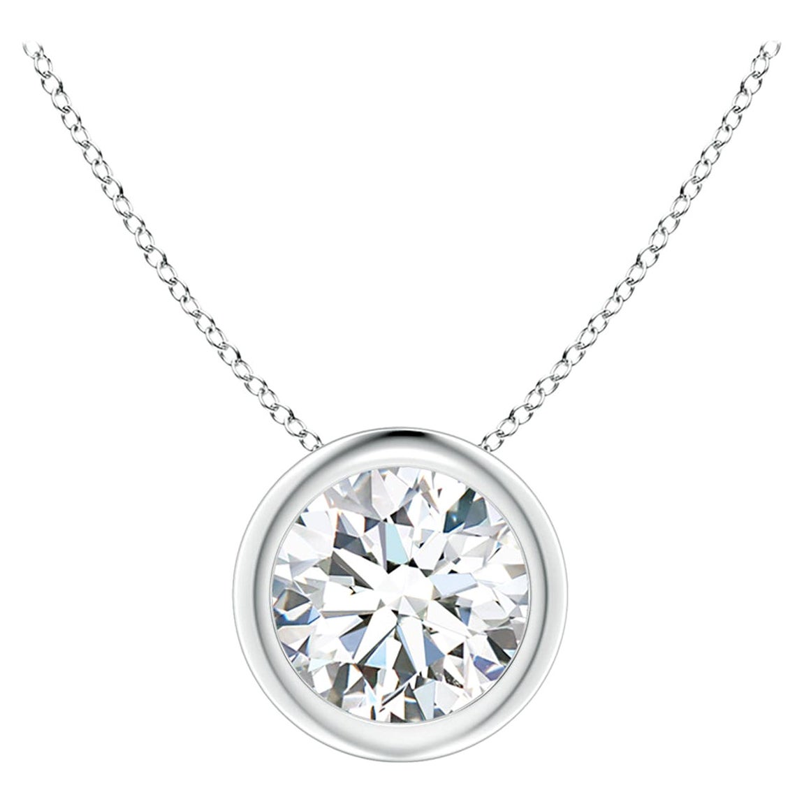 Bezel-Set 1 ct Diamond Pendant in 14K White Gold (Color-G  Clarity-VS2)