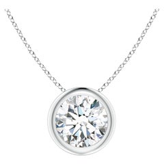 Bezel-Set 1 ct Diamond Pendant in 14K White Gold (Color-G  Clarity-VS2)