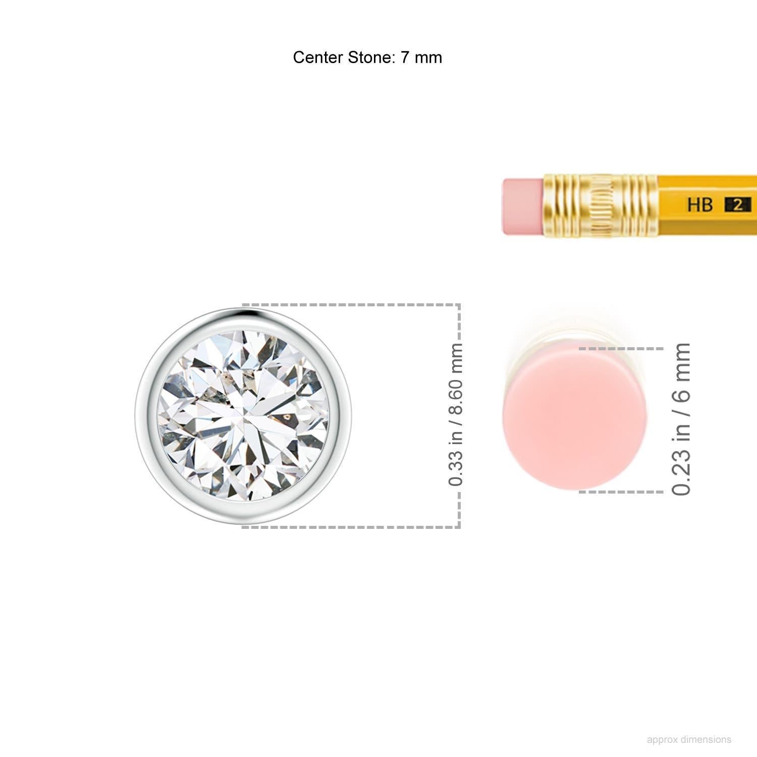 Moderno Ciondolo con diamante da 1 carato incastonato a castone in oro bianco 14K (H. H.)  Chiarezza-SI2) in vendita