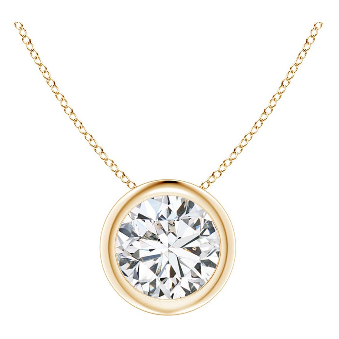 Pendentif en or jaune 14K serti d'un chaton de 1 ct de diamant (couleur-H)  Clarté-SI2)