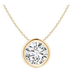 Pendentif en or jaune 14K serti d'un chaton de 1 ct de diamant (couleur-H)  Clarté-SI2)