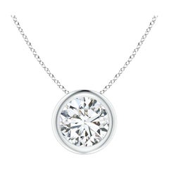 Bezel-Set 1 ct Diamond Pendant in 18K White Gold (Color-H  Clarity-SI2)