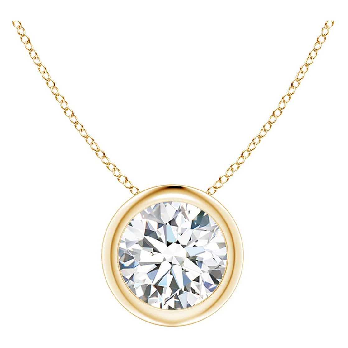Pendentif en or jaune 18 carats serti d'un chaton de 1 ct de diamant (Color-G  Clarté-VS2)