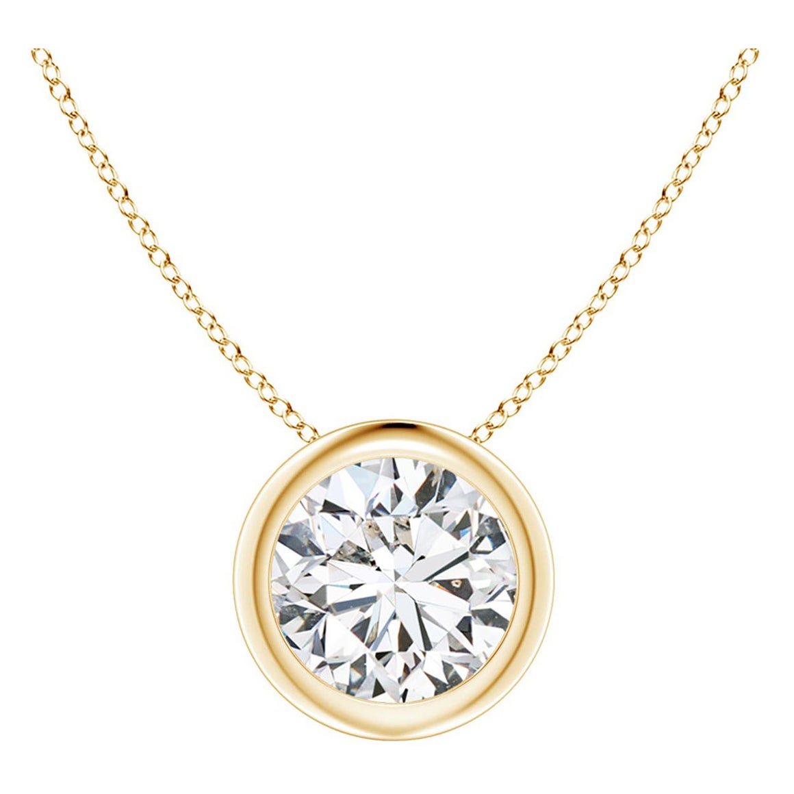 Pendentif en or jaune 18K serti d'un chaton de 1 ct de diamant (couleur-H)  Clarté-SI2)