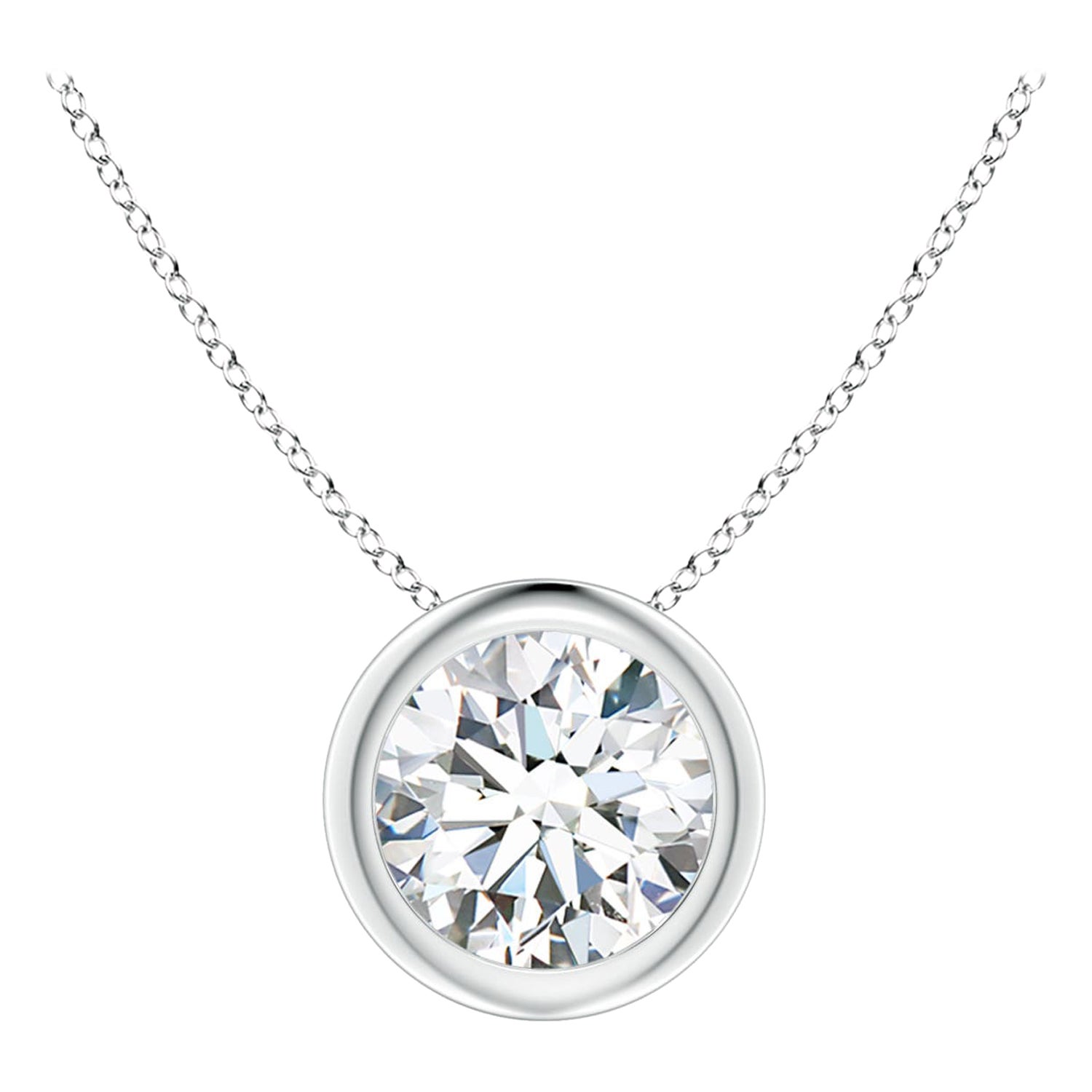 Bezel-Set 1 ct Diamond Solitaire Pendant in Platinum (Color-G  Clarity-VS2)