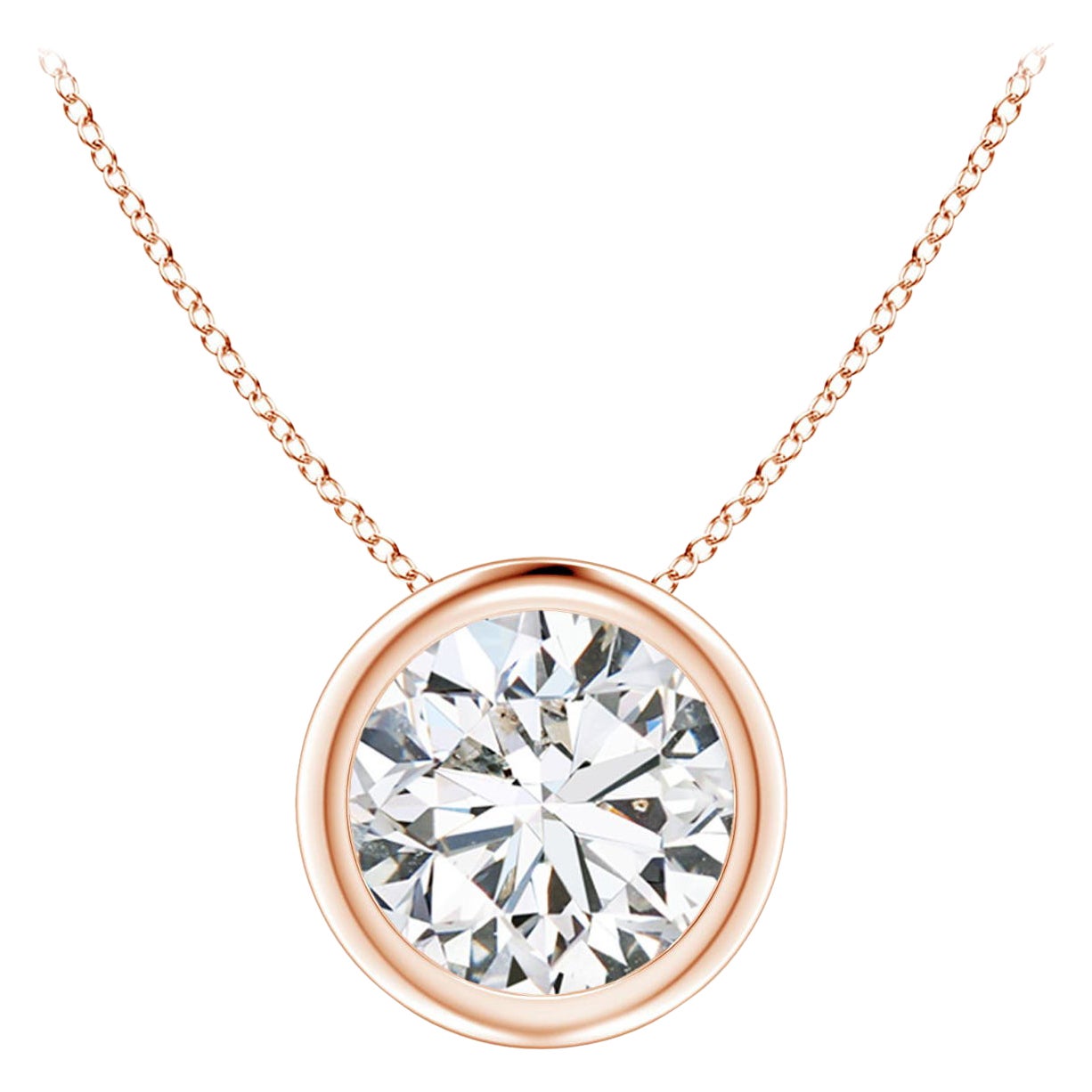 Bezel-Set 1.25 ct Diamond Pendant in 14K Rose Gold (Color-H  Clarity-SI2)