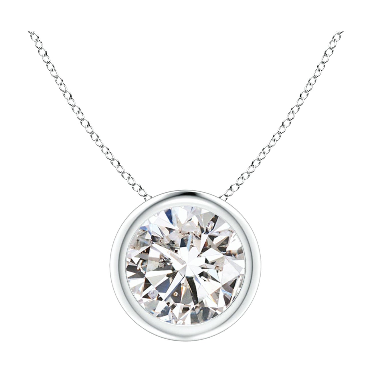 Bezel-Set 1.25 ct Diamond Pendant in 14K White Gold (Color-I-J  Clarity-I1-I2)