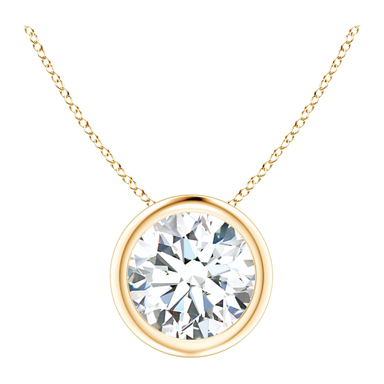 Bezel-Set 1.25 ct Diamond Pendant in 14K Yellow Gold (Color-G  Clarity-VS2)