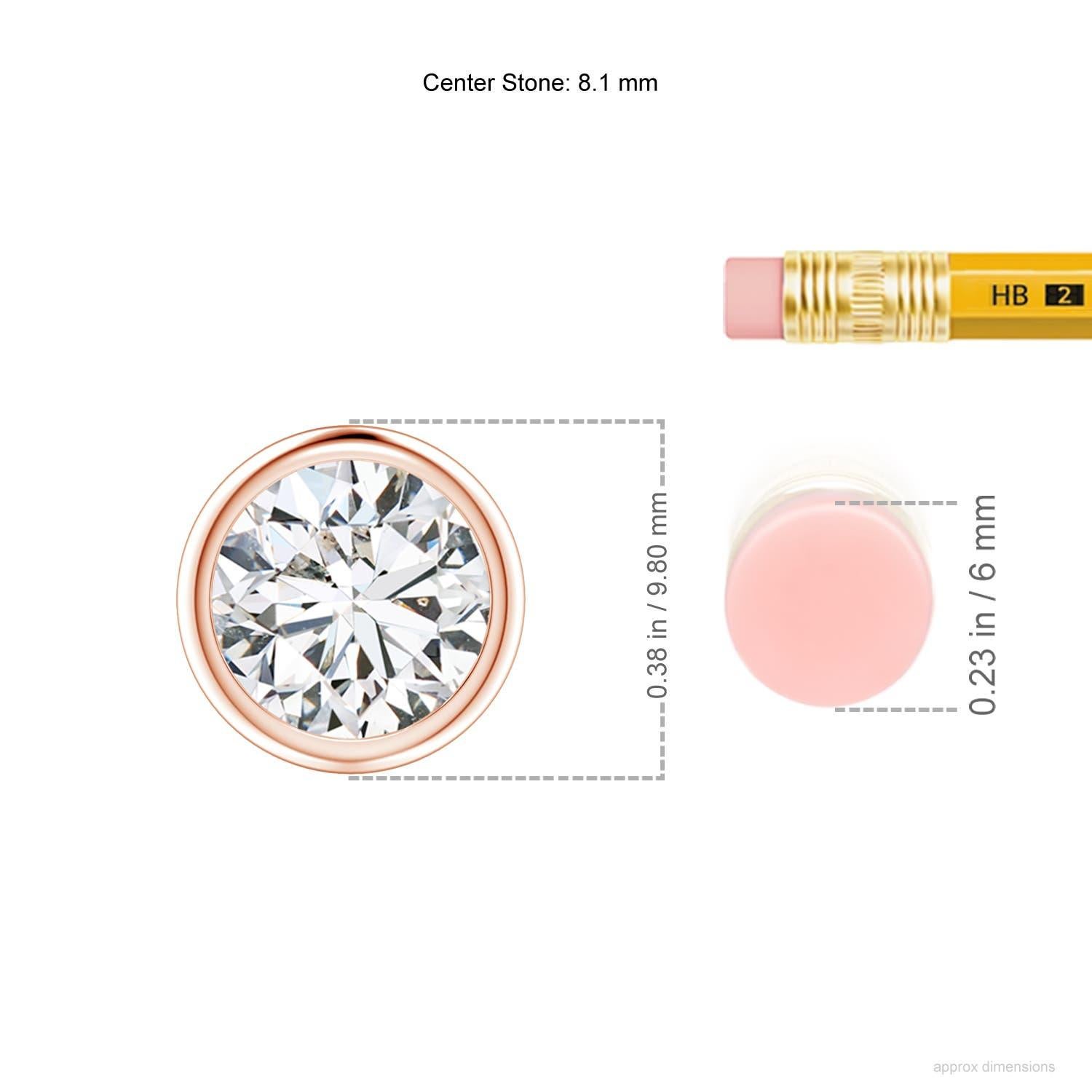 Modern Bezel-Set 1.25 ct Diamond Pendant in 18K Rose Gold (Color-H  Clarity-SI2) For Sale