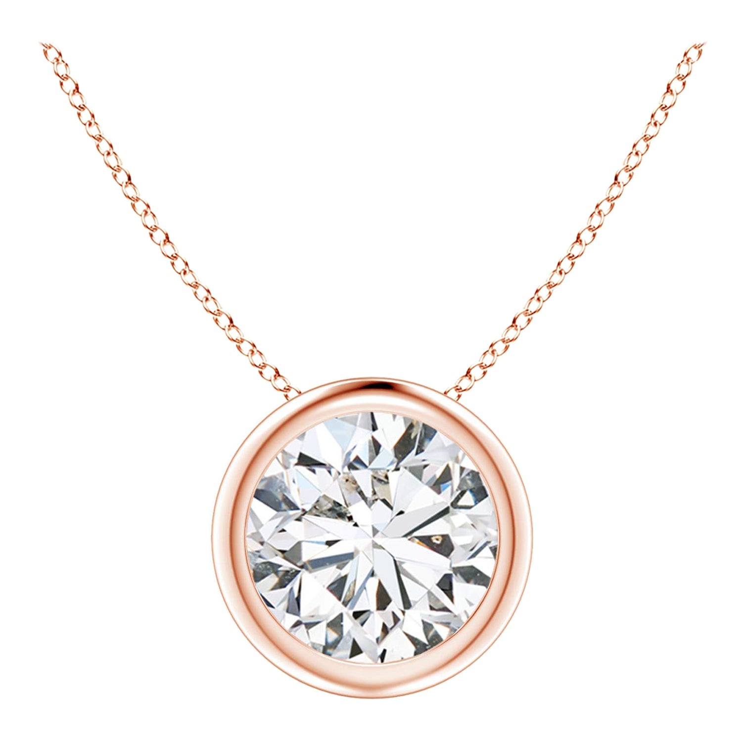 Bezel-Set 1.25 ct Diamond Pendant in 18K Rose Gold (Color-H  Clarity-SI2)