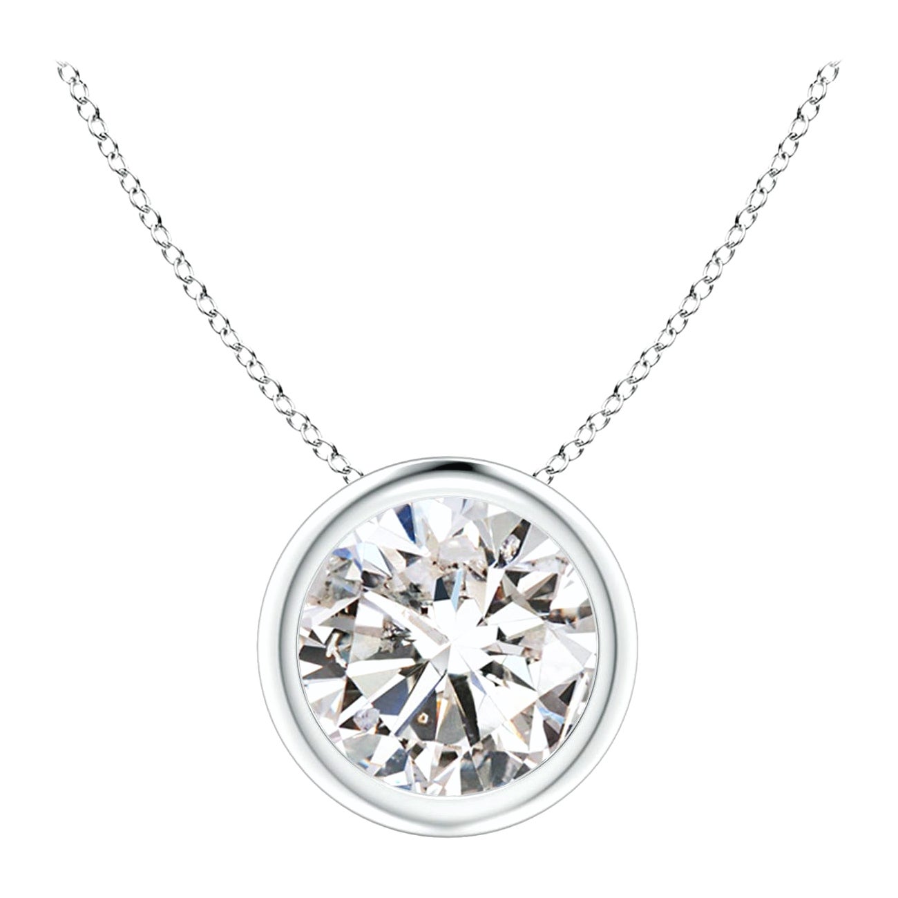 Bezel-Set 1.25 ct Diamond Pendant in 18K White Gold (Color-I-J  Clarity-I1-I2)
