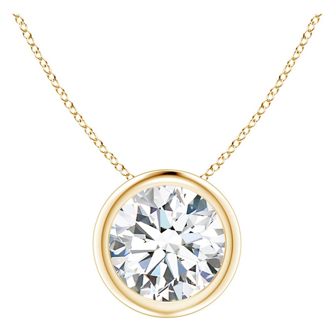 Bezel-Set 1.25 ct Diamond Pendant in 18K Yellow Gold (Color-G  Clarity-VS2)