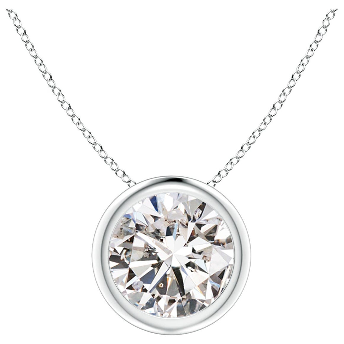 Bezel-Set 1.25 ct Diamond Pendant in Platinum (Color-I-J  Clarity-I1-I2)
