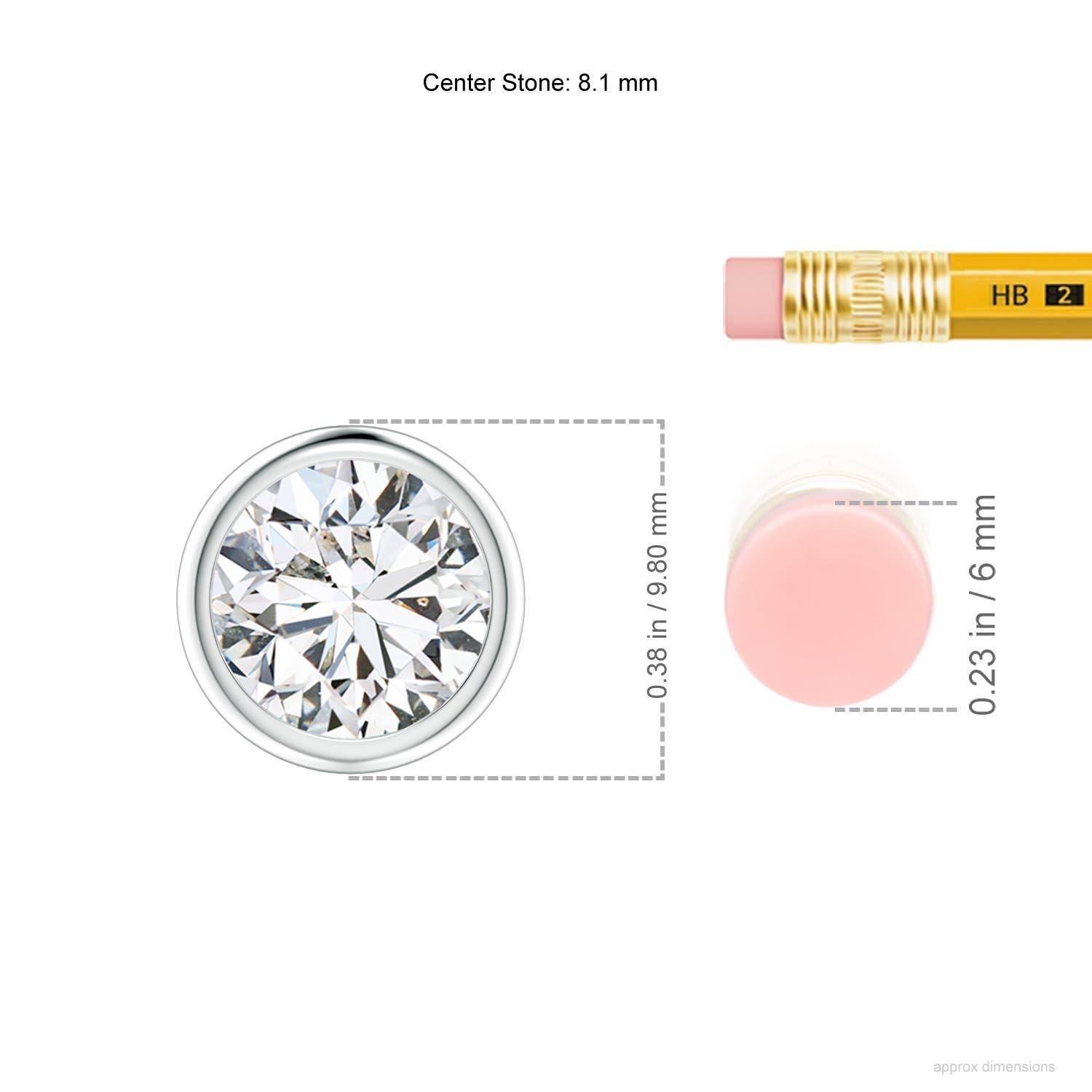 Modern Bezel-Set 1.25 ct Diamond Solitaire Pendant in Platinum (Color-H  Clarity-SI2) For Sale