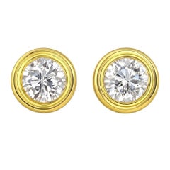 Runde Brillant-Ohrstecker mit Lünette aus 18K Gelbgold