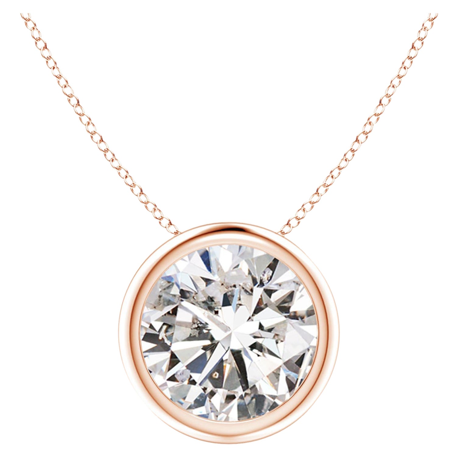 Bezel-Set 2.01 ct Diamond Pendant in 14K Rose Gold (Color-I-J  Clarity-I1-I2)