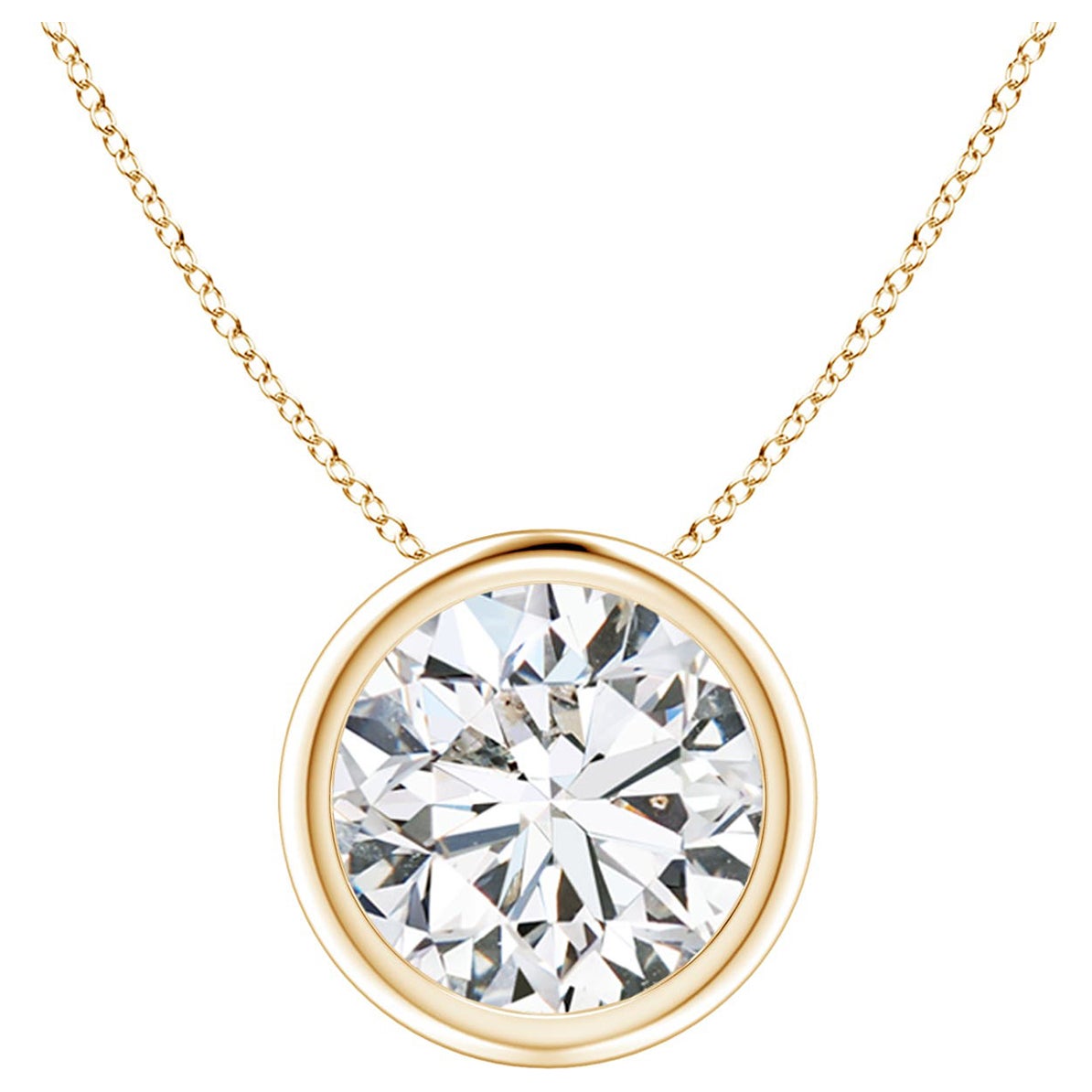Bezel-Set 2.01 ct Diamond Pendant in 14K Yellow Gold (Color-H  Clarity-SI2)