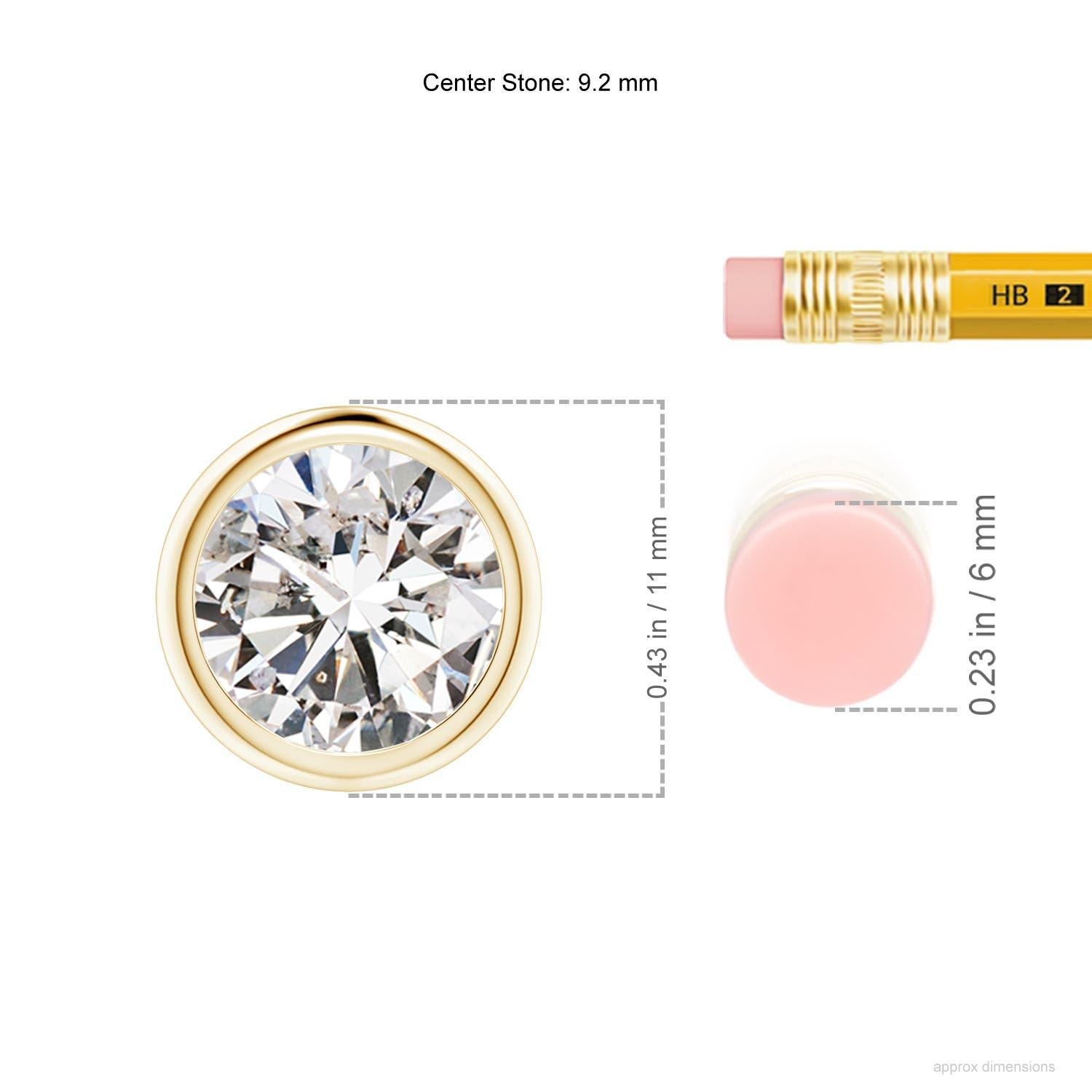 Moderne Pendentif en or jaune 14K serti d'un chaton de 2,01 ct de diamant (couleur I+I)  Clarté-I1-I2) en vente