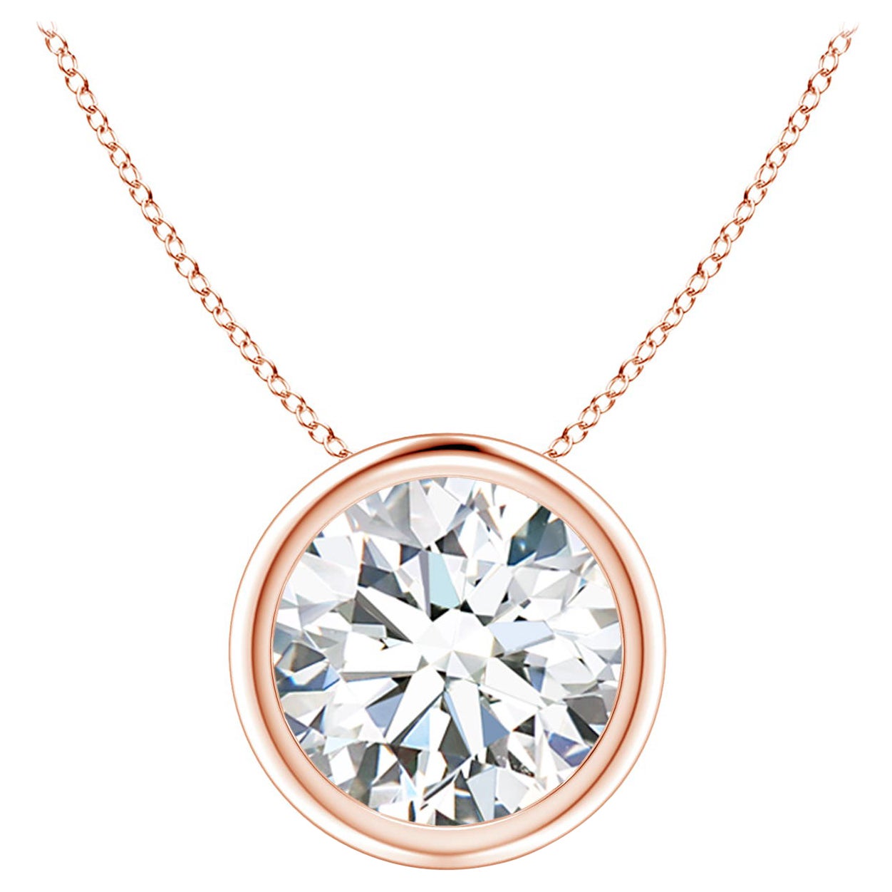 Bezel-Set 2.01 ct Diamond Pendant in 18K Rose Gold (Color-G  Clarity-VS2)