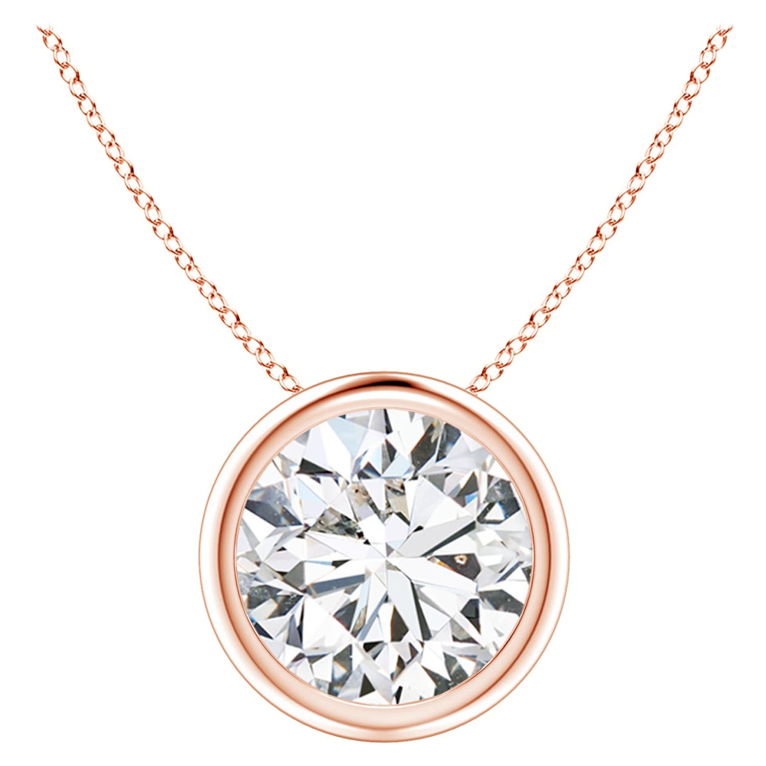 Bezel-Set 2.01 ct Diamond Pendant in 18K Rose Gold (Color-H  Clarity-SI2)