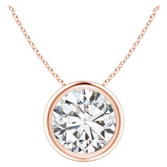 Bezel-Set 2.01 ct Diamond Pendant in 18K Rose Gold (Color-H  Clarity-SI2)