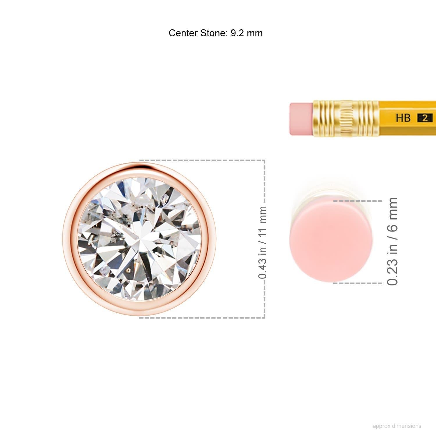 Moderno Ciondolo con diamante da 2,01 carati incastonato in oro rosa 18 carati (colore I+I)  Chiarezza-I1-I2) in vendita