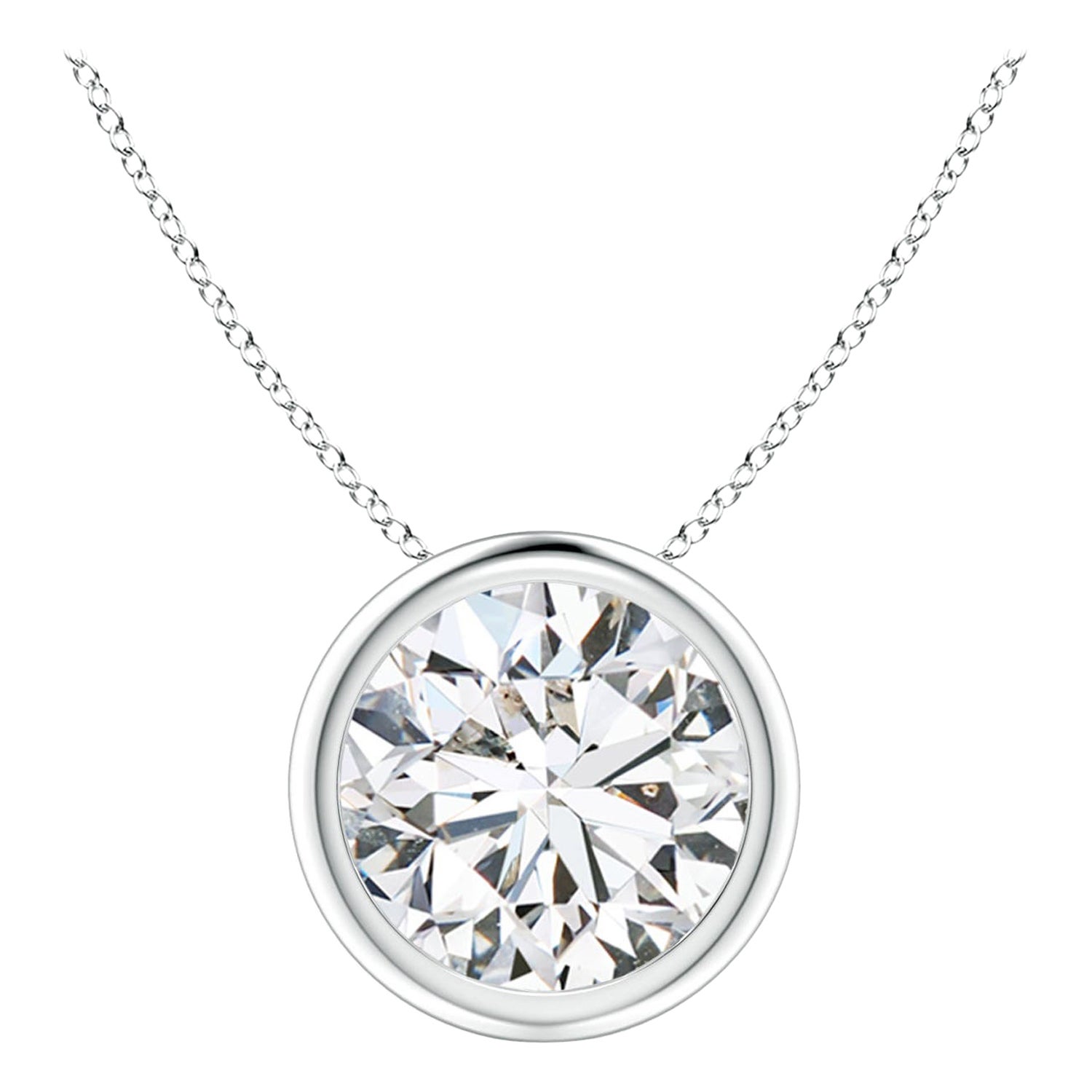 Pendentif solitaire en platine (couleur-H) serti d'un diamant 2.01 carats  Clarté-SI2)