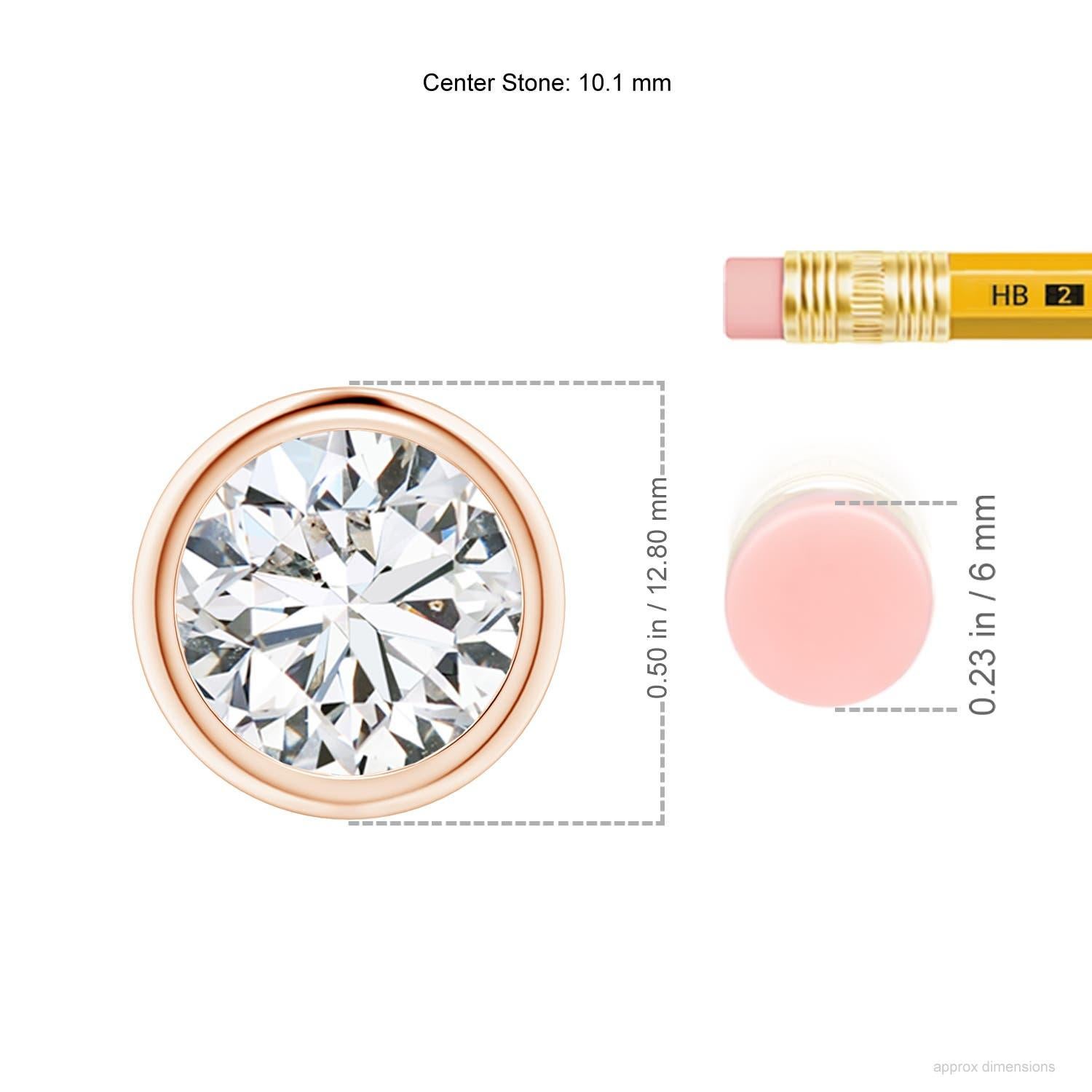Moderne Pendentif en or rose 14 carats serti d'un chaton et d'un diamant de 3 ct (Color-G  Clarté-VS2) en vente