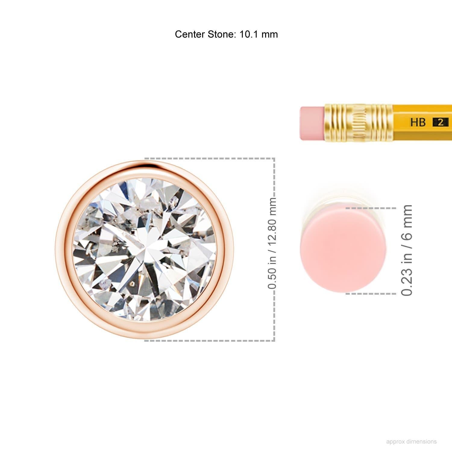 Moderne Pendentif en or rose 14 carats serti d'un chaton et d'un diamant de 3 ct (Couleur-H  Clarté-SI2) en vente