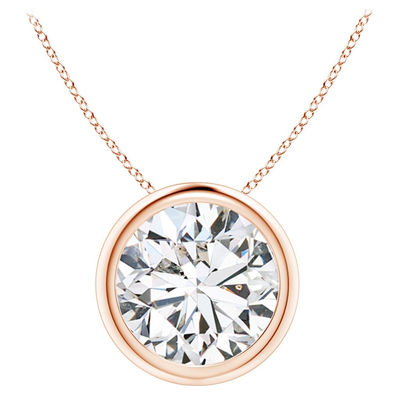 Colgante de diamantes de 3 ct con bisel en oro rosa de 14 quilates (Color-H  Claridad-SI2)