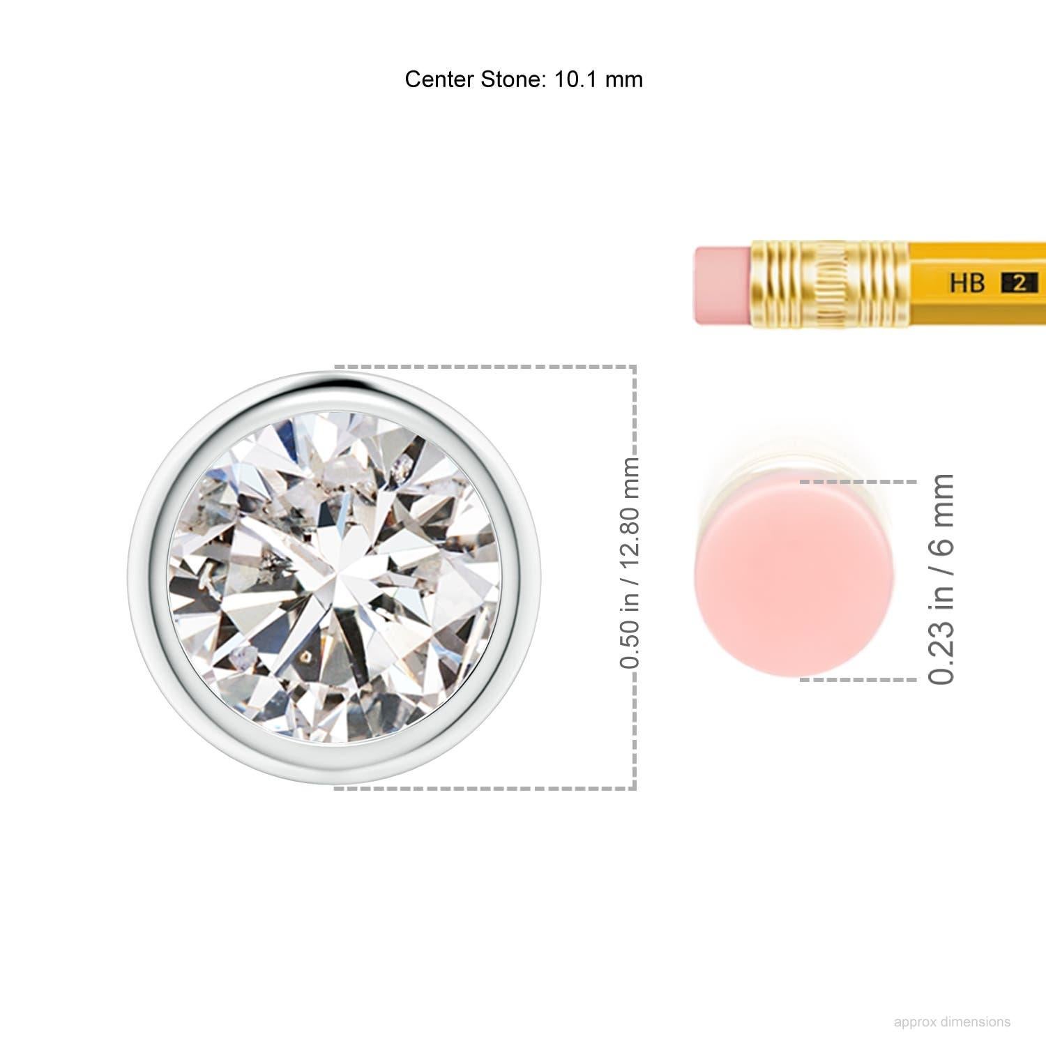 Modern Bezel-Set 3 ct Diamond Pendant in 14K White Gold (Color-H  Clarity-SI2) For Sale