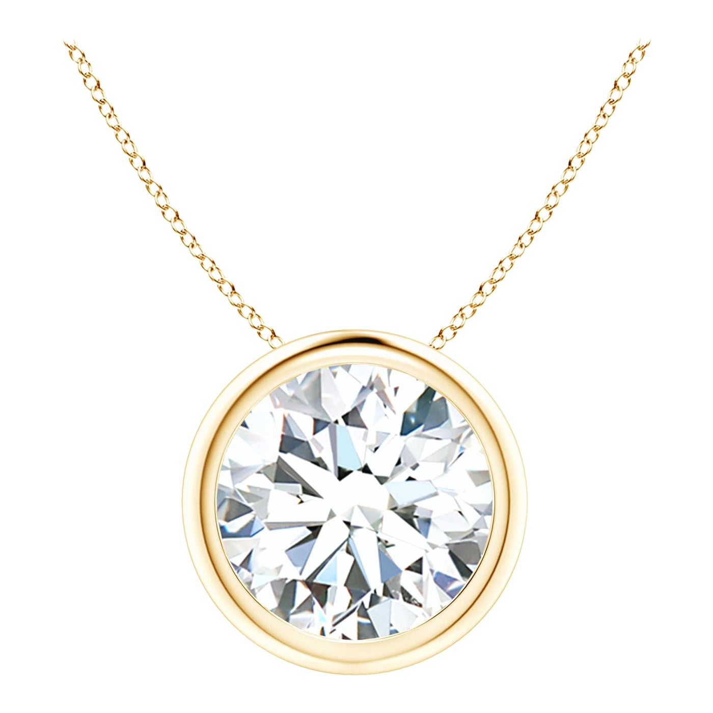 Colgante de diamantes de 3 ct con bisel en oro amarillo de 14 quilates (Color-G  Claridad-VS2)