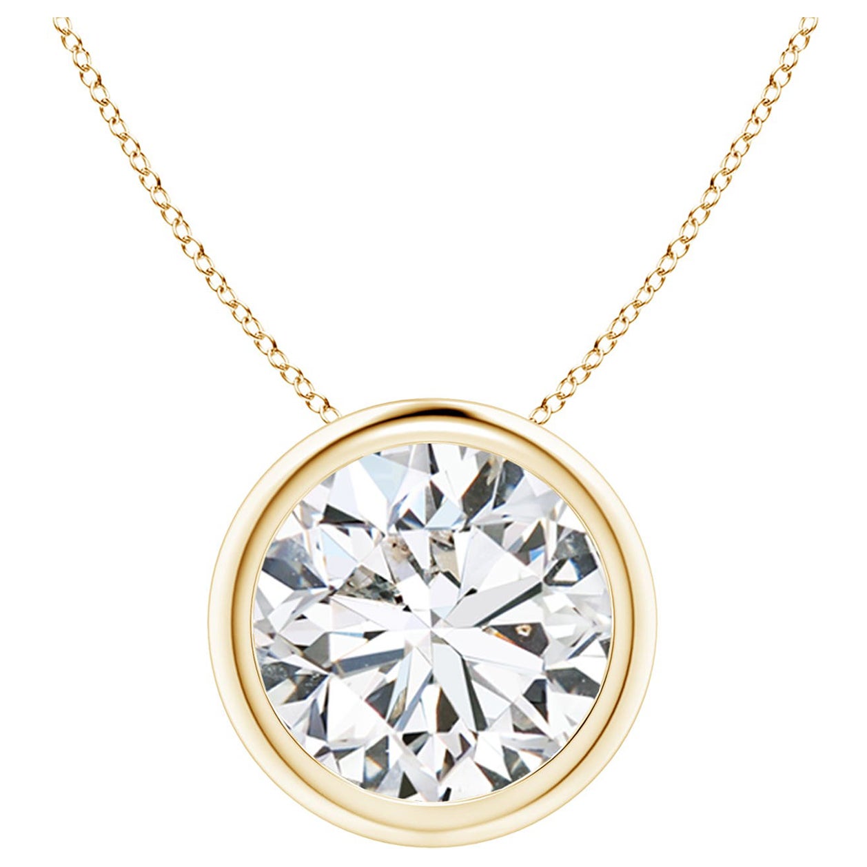 Anhänger aus 14 Karat Gelbgold mit 3 Karat Diamanten in Lünettenfassung (Color-H  Klarheit-SI2)