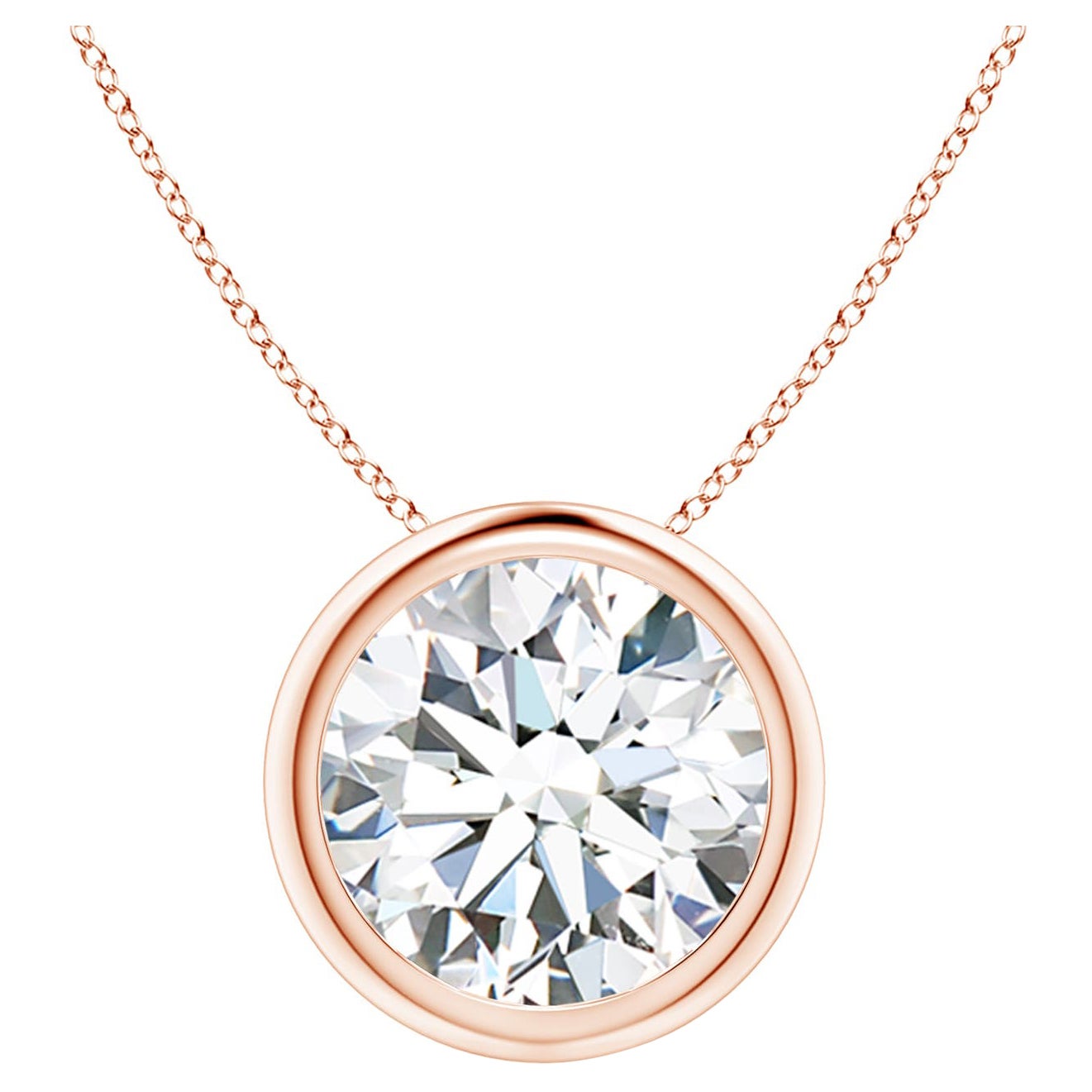 Colgante de diamantes de 3 ct engastados en bisel en oro rosa de 18 quilates (Color-G  Claridad-VS2)