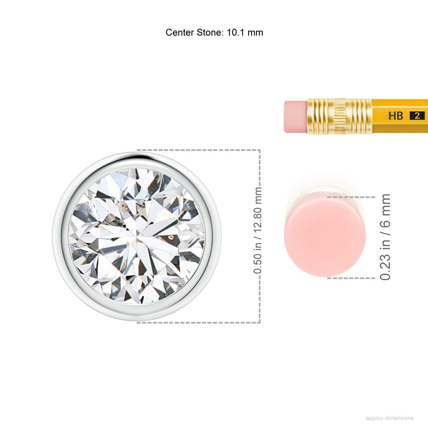 Moderno Ciondolo con diamante da 3 carati incastonato a castone in oro bianco 18 carati (Color-G  Chiarezza-VS2) in vendita