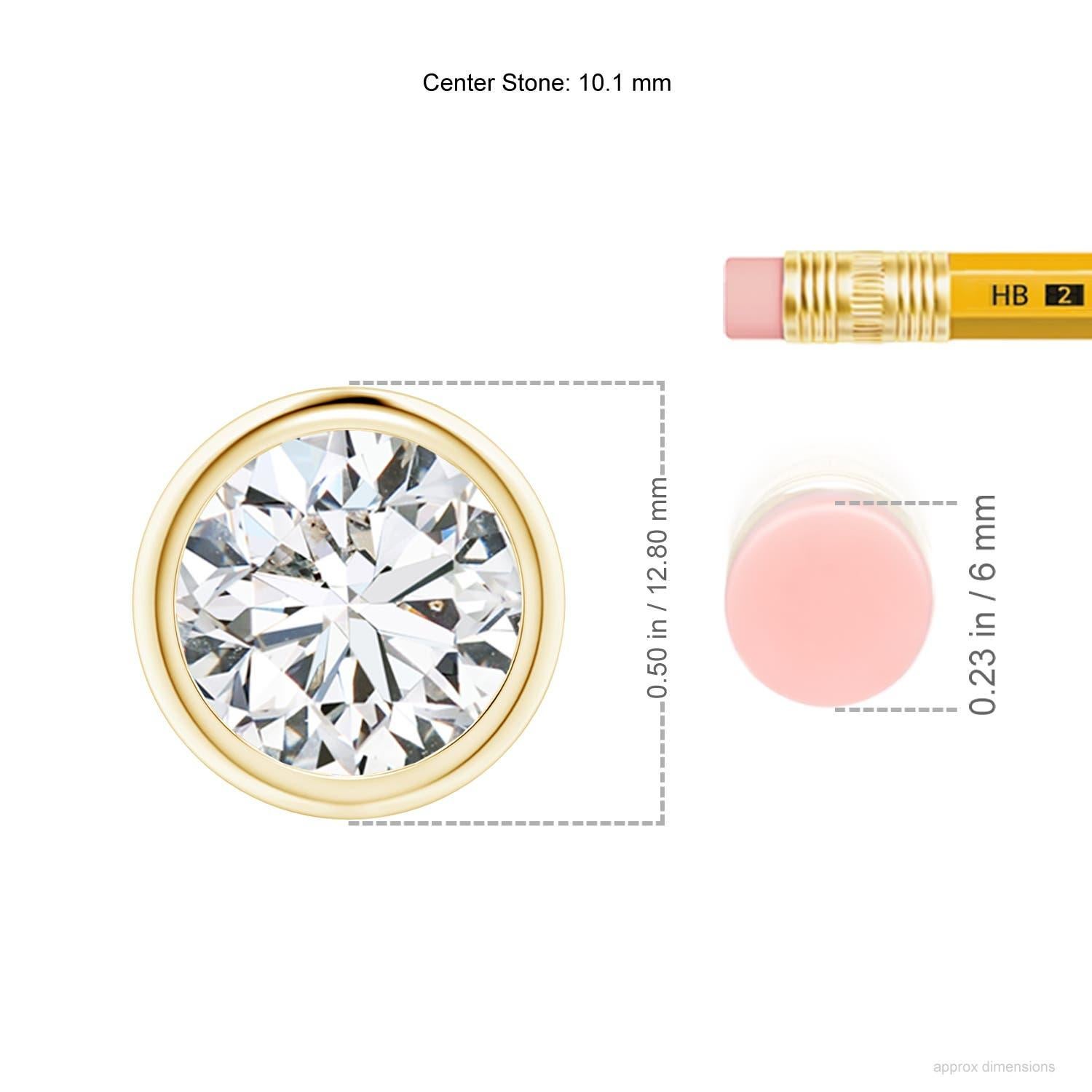 Moderne Pendentif en or jaune 18K serti d'un chaton et d'un diamant de 3 ct (Color-G  Clarté-VS2) en vente
