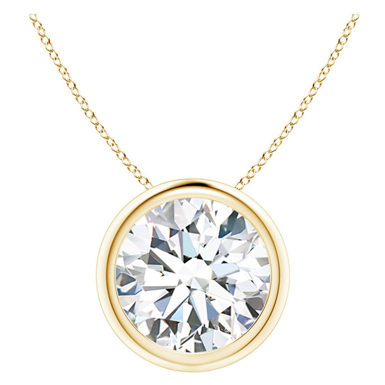 Colgante de diamantes de 3 ct engastados en bisel en oro amarillo de 18 quilates (Color-G  Claridad-VS2)